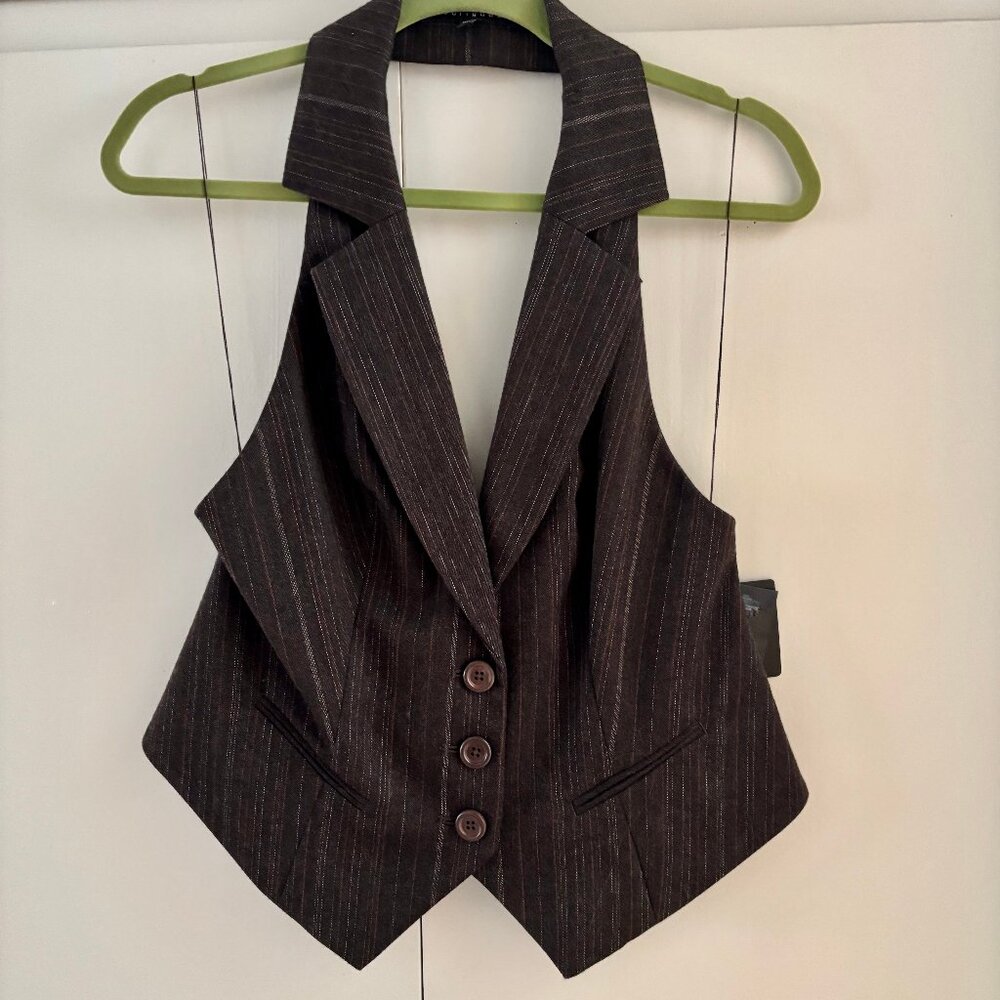 NWT Robert Rodriquez Brown Pin Stripe Backless Vest